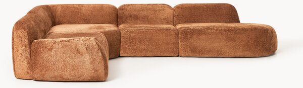 Divano angolare componibile 4 posti con chaise longue in teddy bouclé Wolke