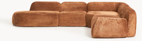 Divano angolare componibile 4 posti con chaise longue in teddy bouclé Wolke