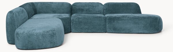 Divano angolare componibile 4 posti con chaise longue in teddy bouclé Wolke
