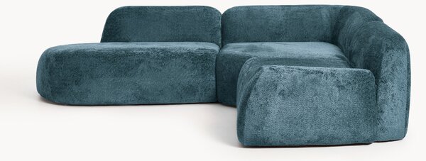 Divano angolare componibile 4 posti con chaise longue in teddy bouclé Wolke