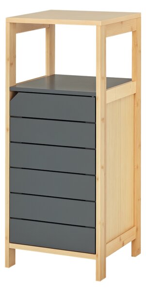HOMCOM armadietto bagno armadio per bagno organizzatore ripiano regolabile color bambù grigio MDF 32 x 30 x 80cm