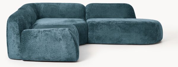 Divano angolare componibile 4 posti con chaise longue in teddy bouclé Wolke