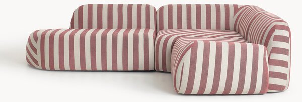 Divano angolare componibile 4 posti a righe con chaise longue Wolke
