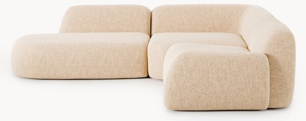 Divano angolare componibile 4 posti in bouclé con chaise longue Wolke
