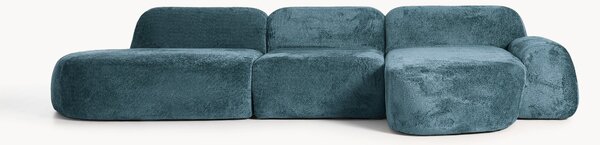 Divano angolare componibile 4 posti con chaise longue in teddy bouclé Wolke