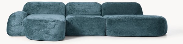 Divano angolare componibile 4 posti con chaise longue in teddy bouclé Wolke