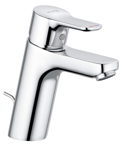 KLUDI PURE&EASY Mitigeur monocommandé pour lavabo, hauteur de bec 100mm, garniture d'écoulement en métal, chrome, 372900565, 372900565
