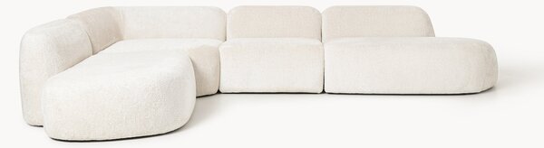 Divano angolare componibile 4 posti con chaise longue in teddy bouclé Wolke