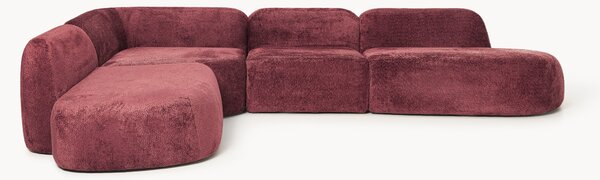 Divano angolare componibile 4 posti con chaise longue in teddy bouclé Wolke