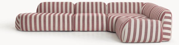 Divano angolare componibile XL a righe con chaise longue Wolke