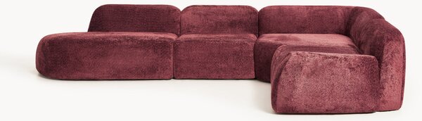 Divano angolare componibile 4 posti con chaise longue in teddy bouclé Wolke
