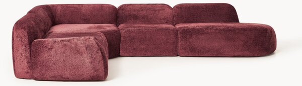 Divano angolare componibile 4 posti con chaise longue in teddy bouclé Wolke