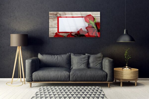 Quadro vetro Rose Fiori Pianta 100x50 cm 2 appendini