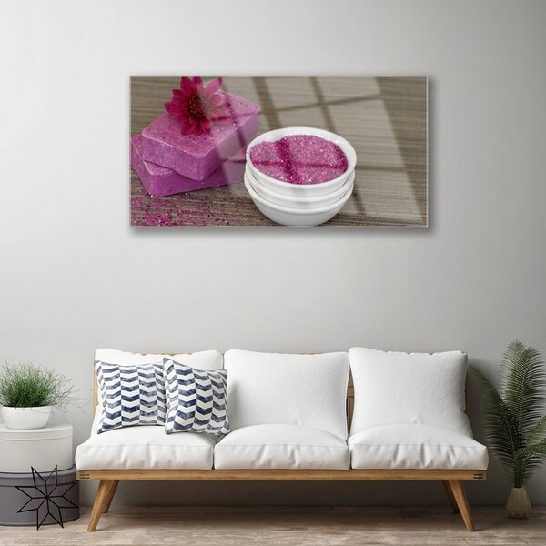 Quadro su vetro Arte del sapone con la sabbia 100x50 cm 2 appendini