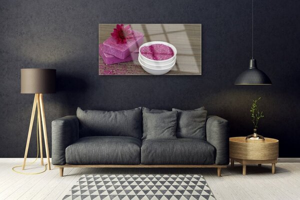 Quadro su vetro Arte del sapone con la sabbia 100x50 cm 2 appendini