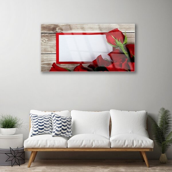 Quadro vetro Rose Fiori Pianta 100x50 cm 2 appendini