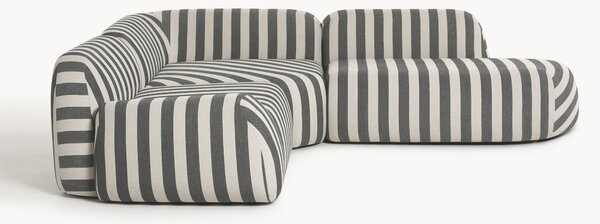 Divano angolare componibile 4 posti a righe con chaise longue Wolke