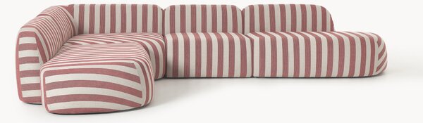Divano angolare componibile XL a righe con chaise longue Wolke