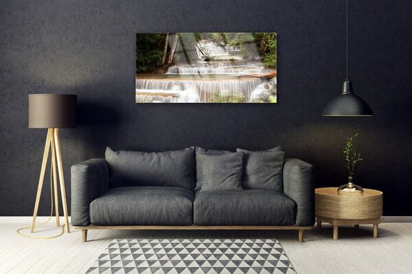 Quadro vetro Cascata Foresta Natura 100x50 cm 2 appendini