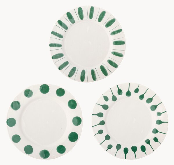 Set di 3 piatti piani dipinti a mano Linora