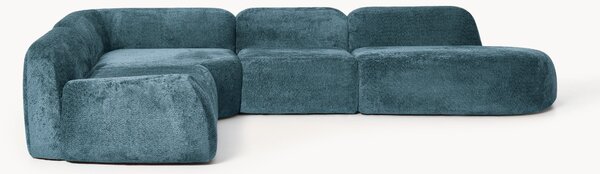 Divano angolare componibile 4 posti con chaise longue in teddy bouclé Wolke