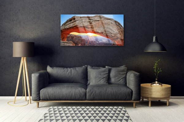 Quadro in vetro Paesaggio Rock Sun 100x50 cm 2 appendini