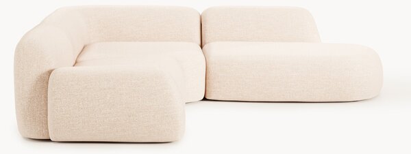 Divano angolare componibile 4 posti in bouclé con chaise longue Wolke