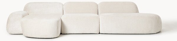 Divano angolare componibile 4 posti con chaise longue in teddy bouclé Wolke