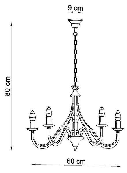 Lampadario a sospensione 5xE14 MINERWA 5 in acciaio