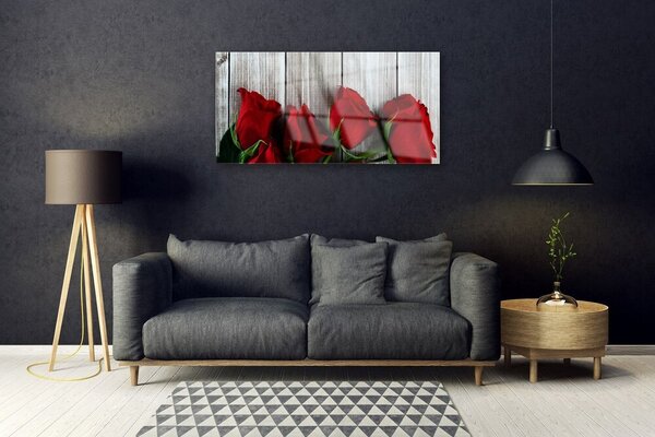Quadro vetro Rose Fiori Pianta 100x50 cm 2 appendini
