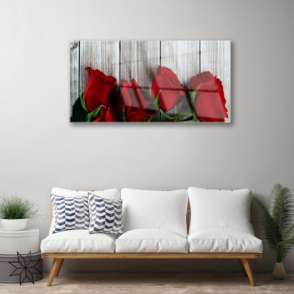 Quadro vetro Rose Fiori Pianta 100x50 cm 2 appendini