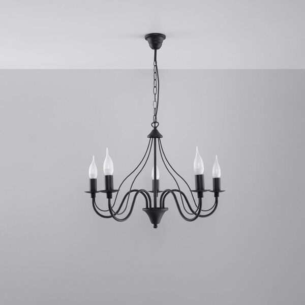 Lampadario a sospensione 5xE14 MINERWA 5 in acciaio