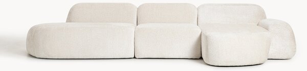 Divano angolare componibile 4 posti con chaise longue in teddy bouclé Wolke