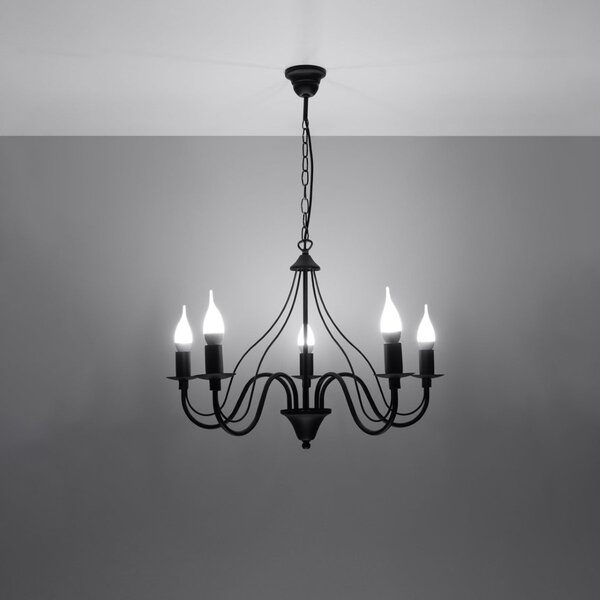 Lampadario a sospensione 5xE14 MINERWA 5 in acciaio