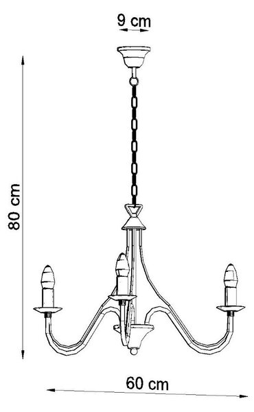 Lampadario a sospensione 3xE14 MINERWA 3 in acciaio