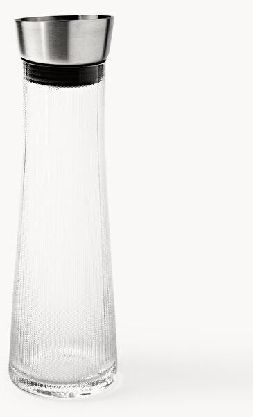 Caraffa in vetro soffiato con scanalatura in rilievo e tappo Oli, 1 L