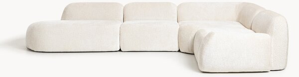 Divano angolare componibile 4 posti con chaise longue in teddy bouclé Wolke