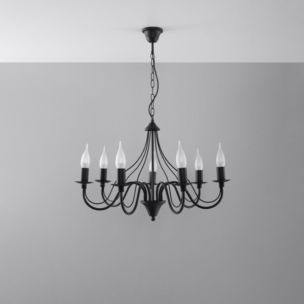 Lampadario a sospensione 7xE14 MINERWA 7 in acciaio