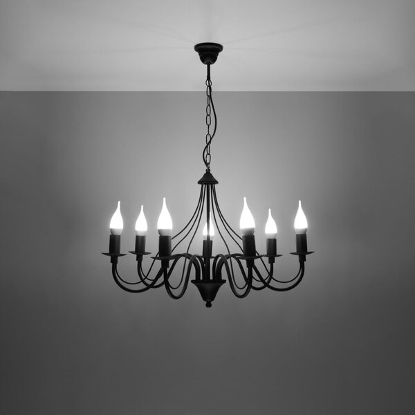 Lampadario a sospensione 7xE14 MINERWA 7 in acciaio