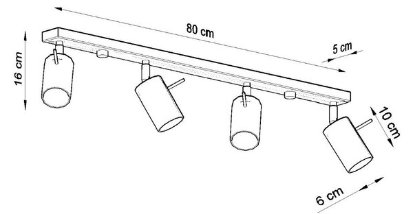 Lampada da Soffitto 4xGU10 RING 4L Orientabile in Acciaio