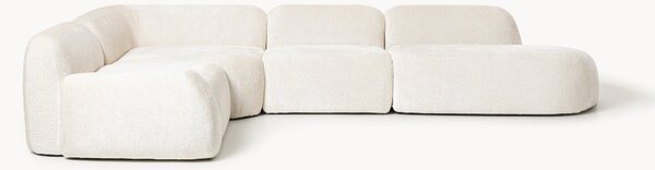 Divano angolare componibile 4 posti con chaise longue in teddy bouclé Wolke