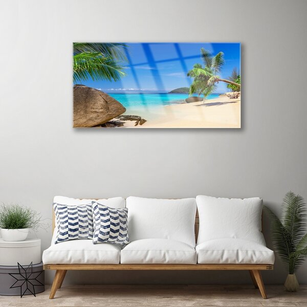 Quadro in vetro Spiaggia Mare Paesaggio 100x50 cm 2 appendini