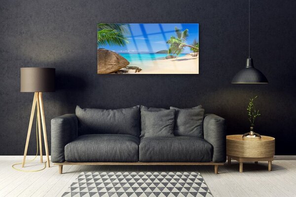 Quadro in vetro Spiaggia Mare Paesaggio 100x50 cm 2 appendini