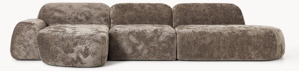 Divano angolare componibile 4 posti in teddy bouclé con chaise longue Wolke