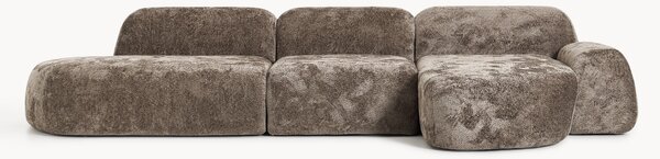 Divano angolare componibile 4 posti in teddy bouclé con chaise longue Wolke