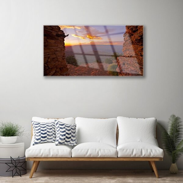 Quadro in vetro Roccia Nuvole Cielo Paesaggio 100x50 cm 2 appendini