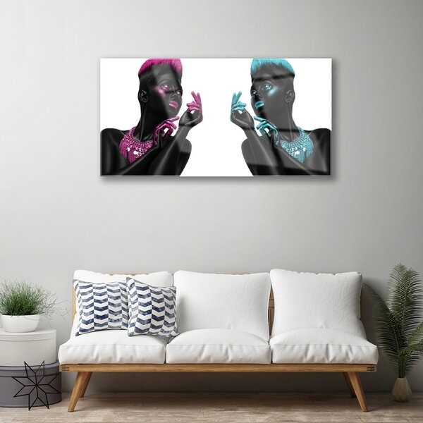Quadro in vetro Arte dei personaggi 100x50 cm 2 appendini