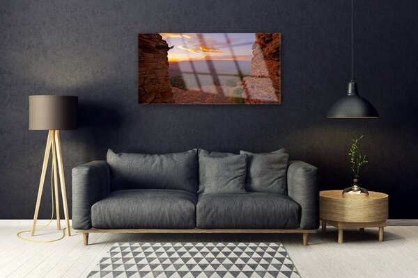 Quadro in vetro Roccia Nuvole Cielo Paesaggio 100x50 cm 2 appendini