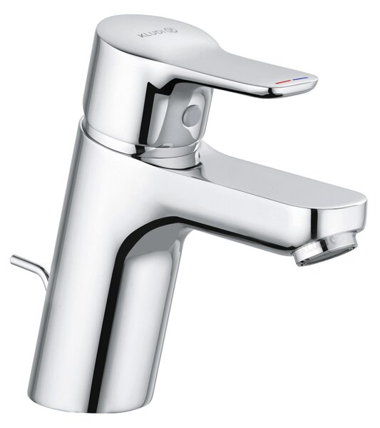 KLUDI PURE&EASY Mitigeur monocommandé pour lavabo, hauteur de bec 70mm, garniture d'écoulement en métal, basse pression, chrome, 372760565, 372760565