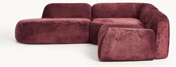 Divano angolare componibile 4 posti con chaise longue in teddy bouclé Wolke